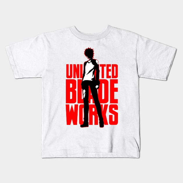 Emiya Shirou Unlimited Blade Works Kids T-Shirt by trashcandy